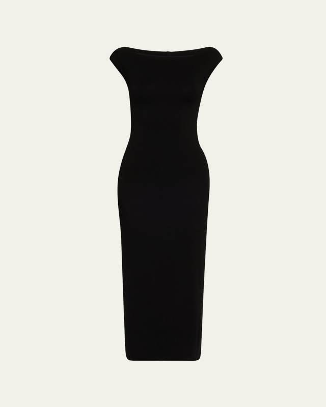 Soft Touch Bateau-Neck Bodycon Midi Dress